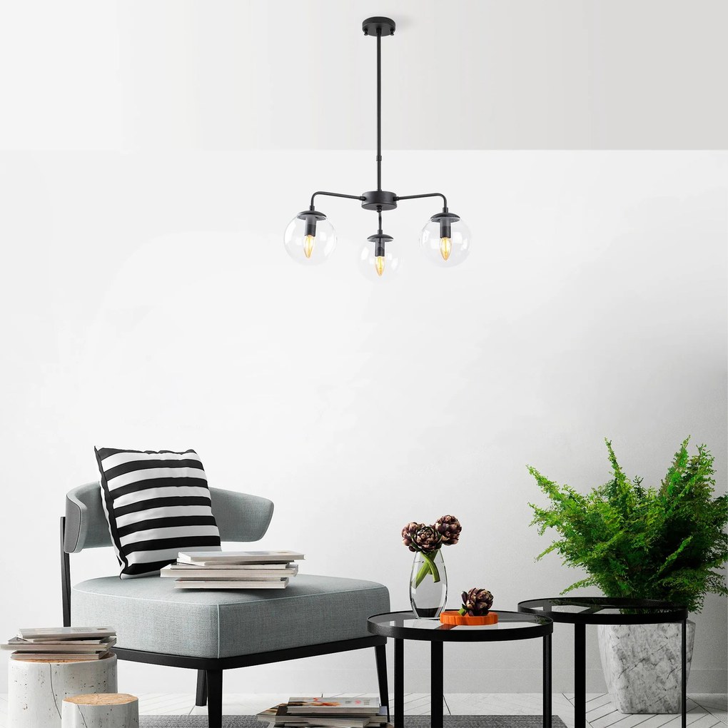 Candeeiro de Teto Chandelier Viran – Preto – 56 x 56 x 43 cm