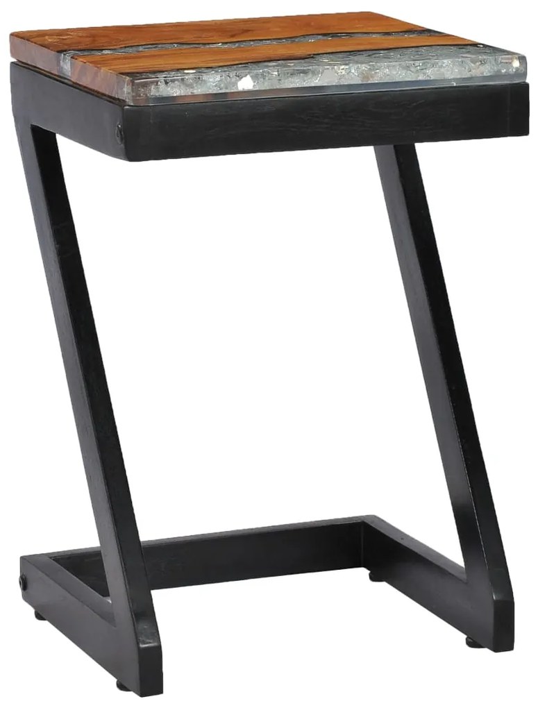 Mesa de centro 30x30x50 cm madeira de teca maciça e poliresina