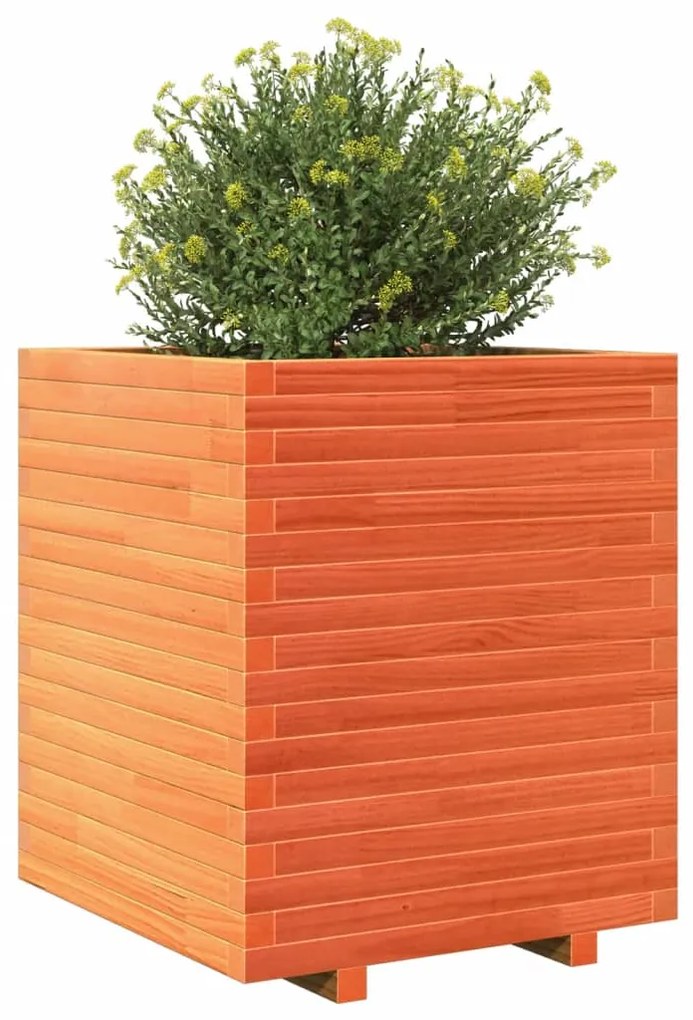 Vaso/floreira de jardim 60x60x72 cm pinho maciço castanho mel