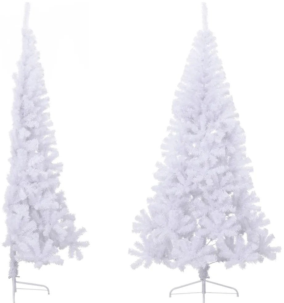 Meia árvore de Natal artificial com suporte 240 cm PVC branco