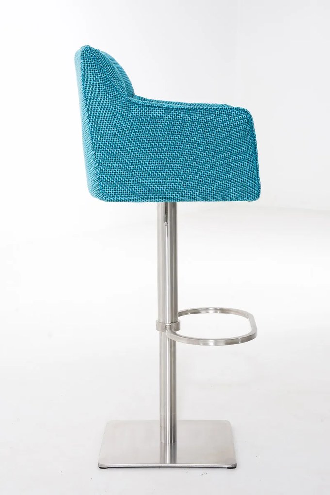 Banco de bar Damaso em tecido 64 x 88-113 x 45 cm Azul turquesa