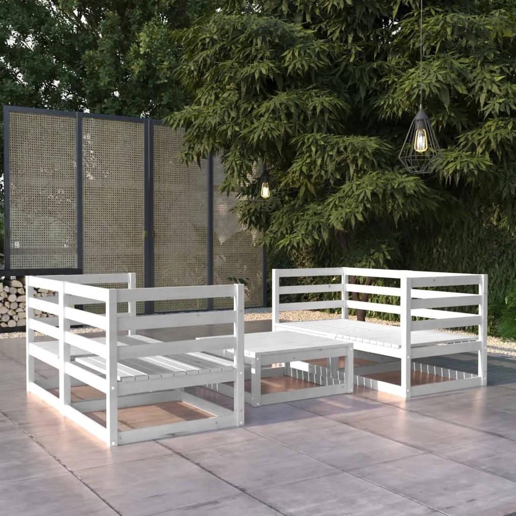 vidaXL 5 pcs conjunto lounge de jardim pinho maciço branco
