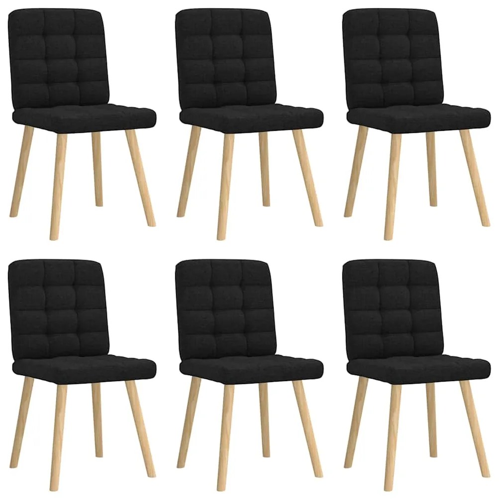 vidaXL Cadeiras de jantar 6 pcs tecido preto