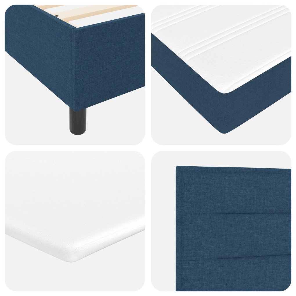 Cama Box Azul com Colchão 160x200 cm Tecido