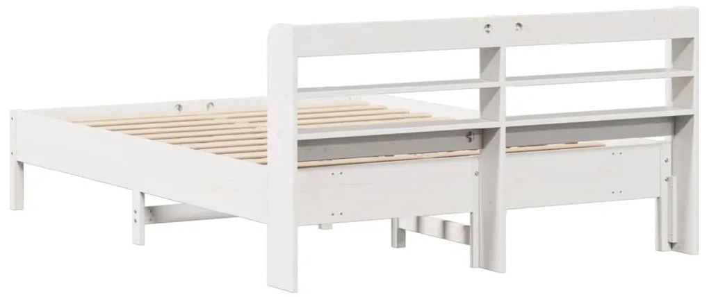 Cama sem colchão 160x200 cm madeira de pinho maciça branco