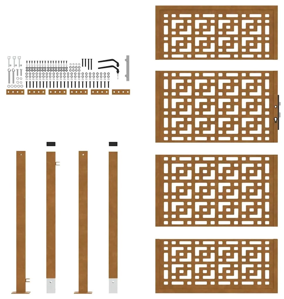 Portão de jardim 105x180 cm design cruzado de aço resistente
