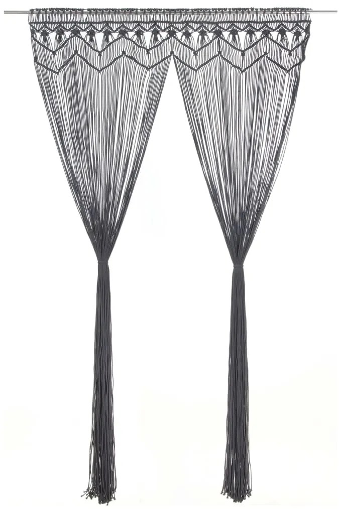 Cortina macramé 140x240 cm algodão antracite