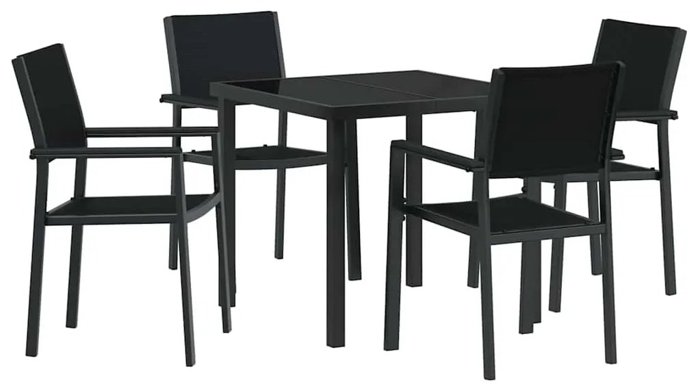 Conjunto de Jantar de Jardim 5 Peças Preto Rattan Sintético