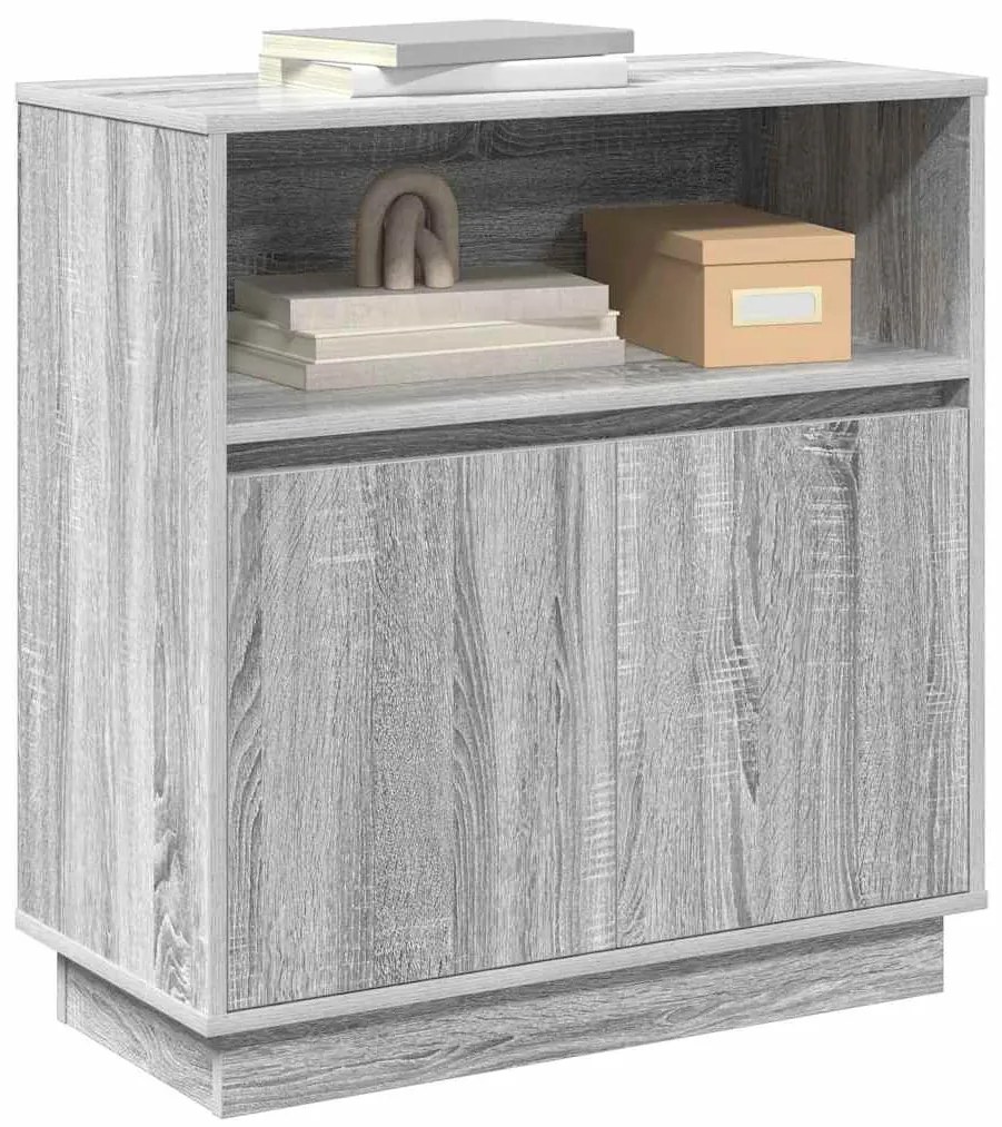 Sideboard com LED Cinza Sonoma 71x34,5x75 cm Madeira Engenharia