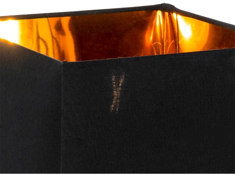 Candeeiro de mesa moderno preto com abajur de tecido preto e dourado - VT 1 Moderno