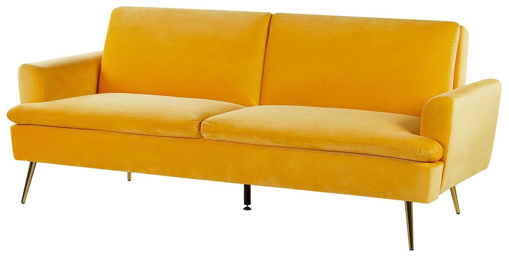 Sofá-cama de 3 lugares em veludo amarelo VETTRE Beliani