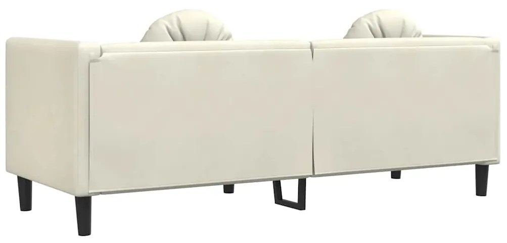 Sofá com almofadões 3 lugares veludo cor creme