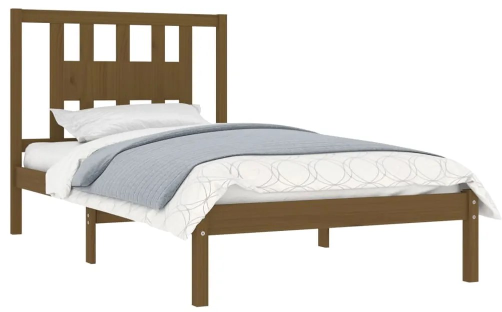Estrutura de cama 100x200 cm pinho maciço castanho mel