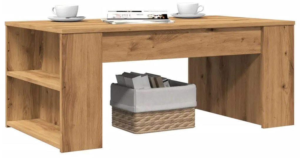 Mesa centro 102x55x42cm derivados de madeira carvalho artisiano