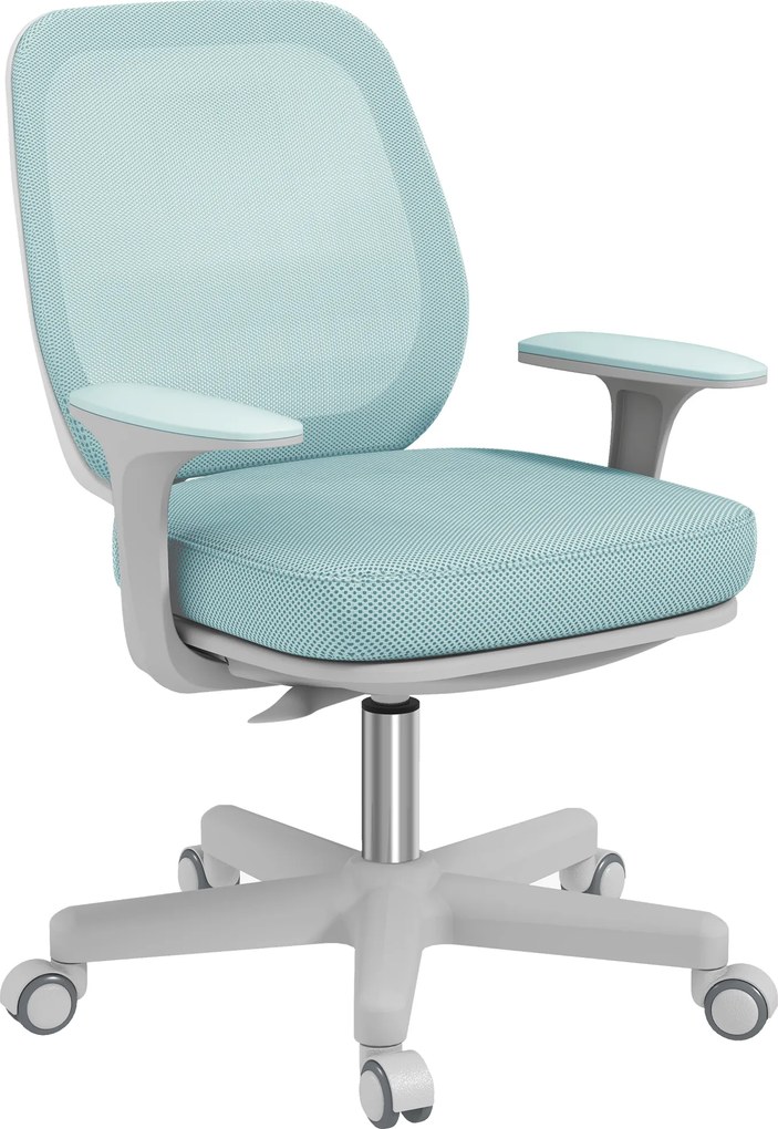 Cadeira de escritório, cadeira ergonómica de malha, altura ajustável, 55 x 48 x 82,5–94,5 cm, verde