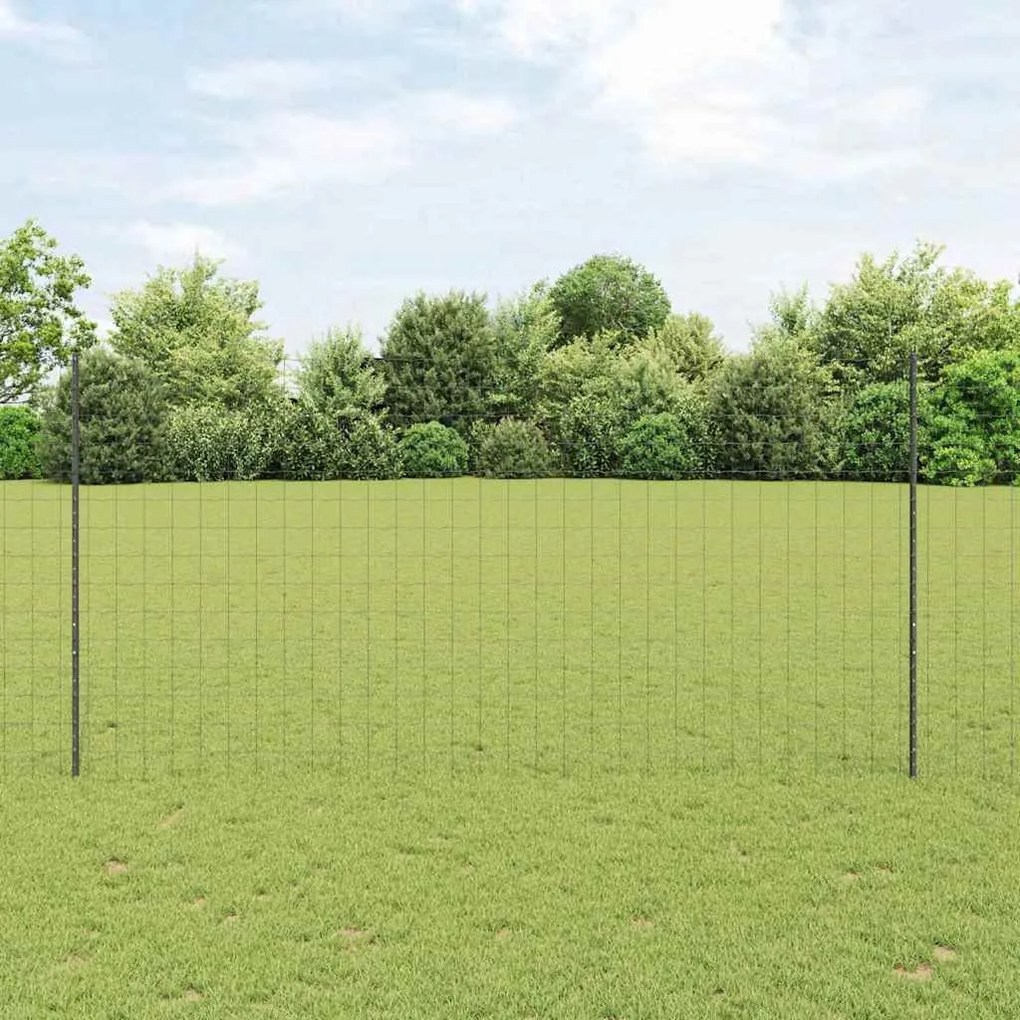 Cerca Euro com 10 Postes U Cinza 1.6x10 m Aço