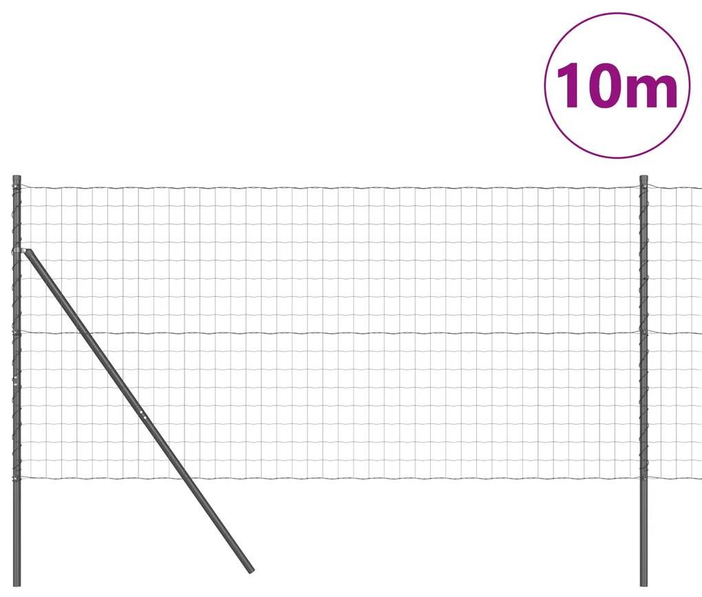 Cerca Euro da com 7 Postes 1.2x10 m Aço Galvanizado Cinza