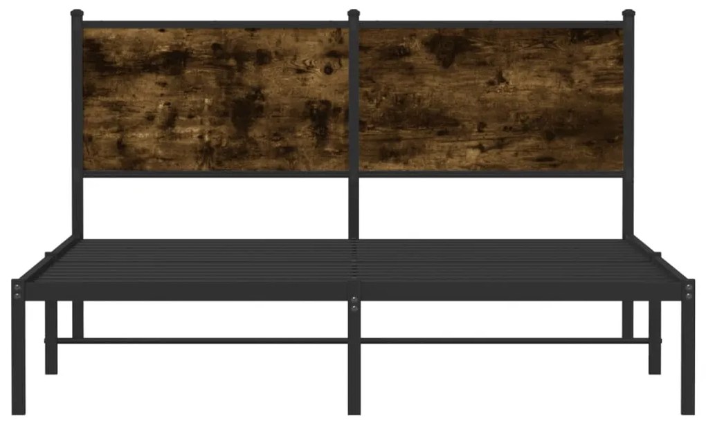 Estrutura de cama sem colchão 150x200 cm metal carvalho fumado