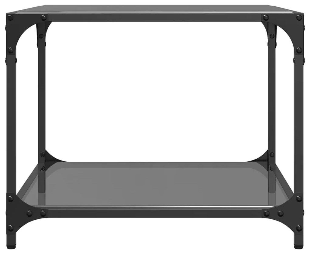 Mesa de centro com topo em vidro preto 50x50x40 cm aço