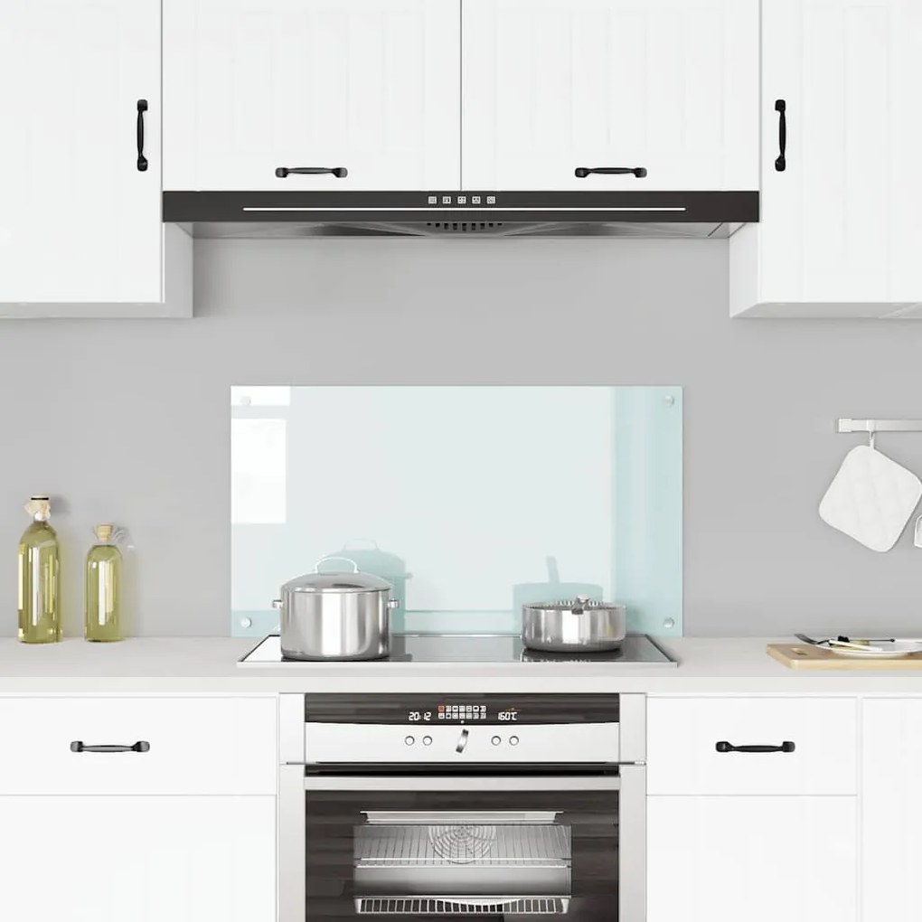vidaXL Painel anti-salpicos de cozinha 90x50 cm vidro temperado branco