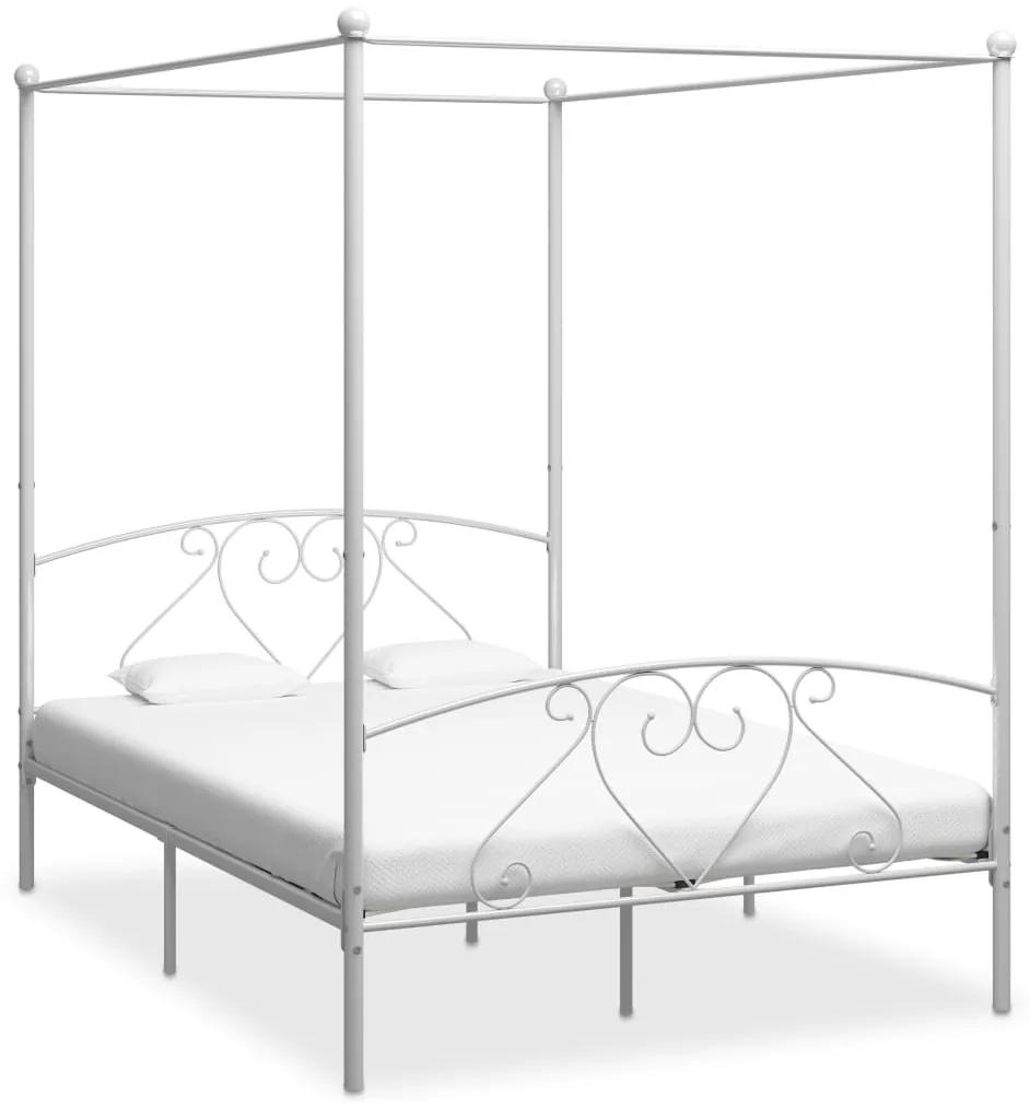 284429 vidaXL Estrutura de cama com dossel metal branco 140x200 cm