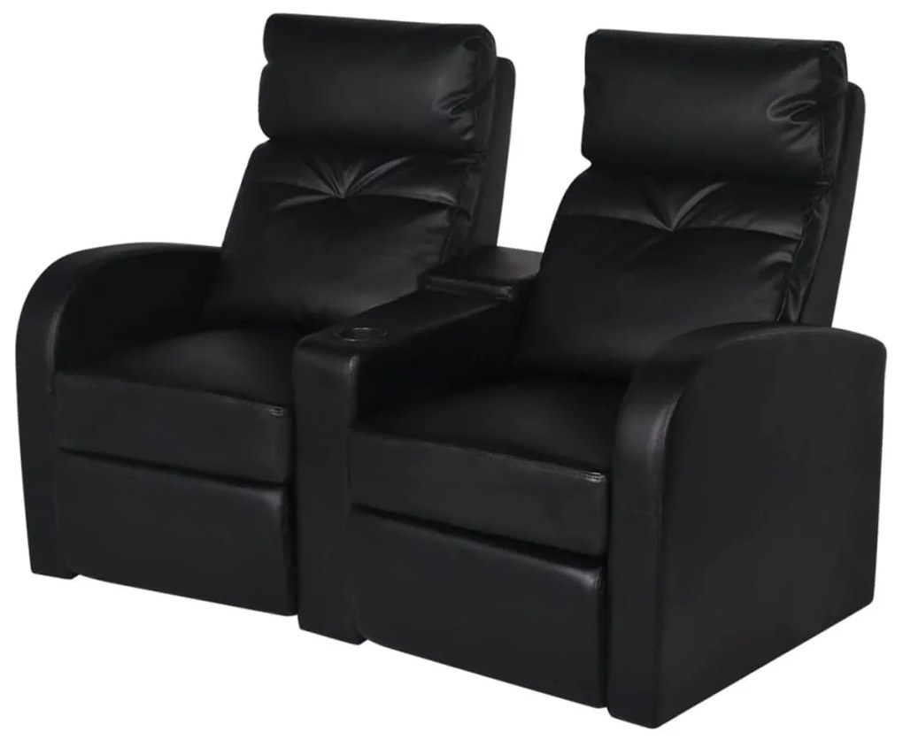 242000 vidaXL Poltrona reclinável com 2 lugares couro artificial preto