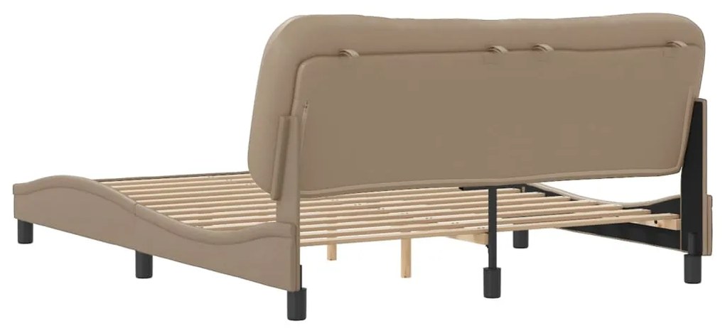 Estrutura cama cabeceira 160x200 cm couro artificial cappuccino