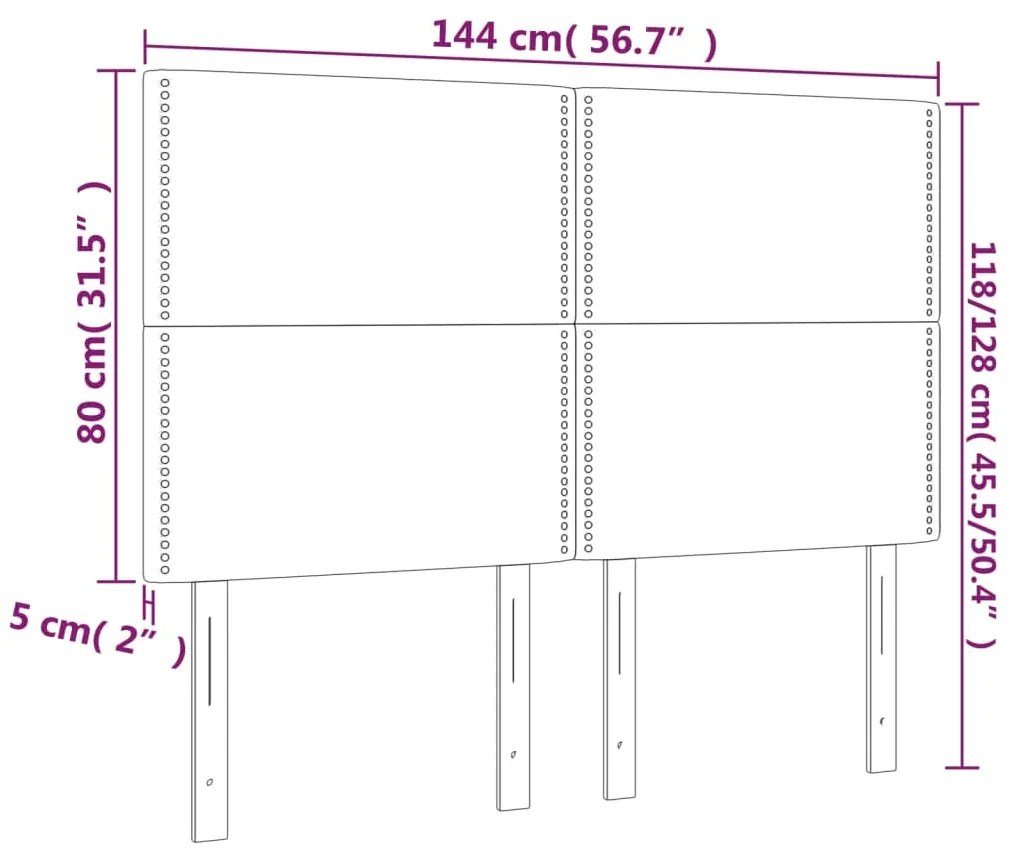 Cabeceira de cama 4 pcs tecido 72x5x78/88 cm preto