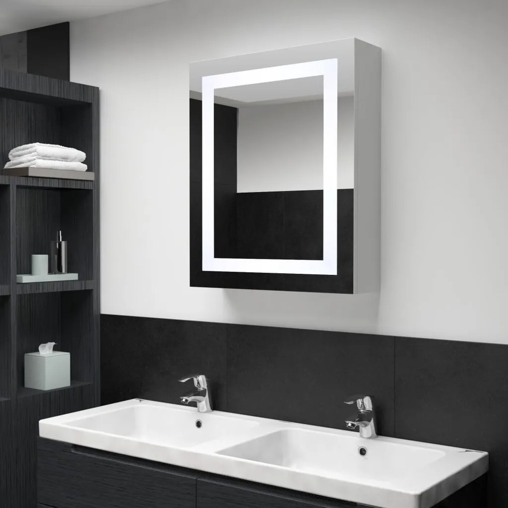 vidaXL Armário espelhado para casa de banho com LED 50x13x70 cm