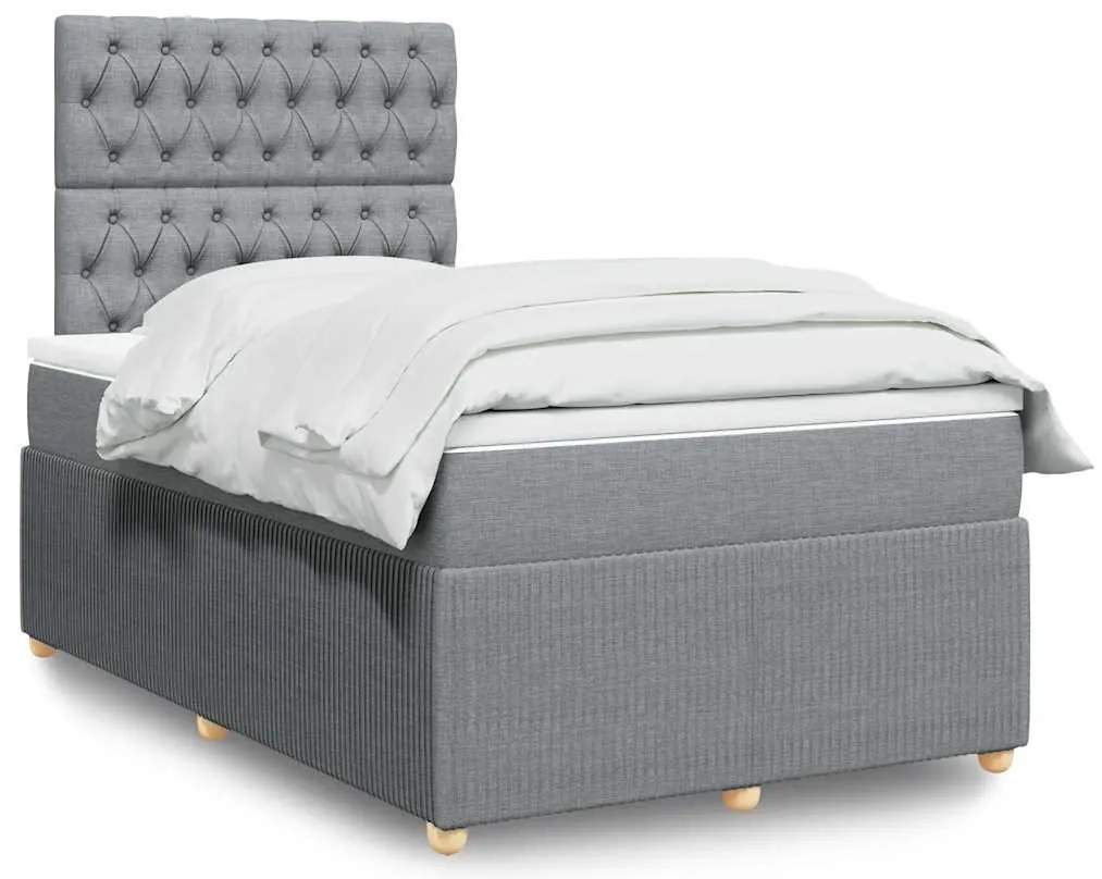 Cama com molas/colchão 120x200 cm tecido cinza-claro