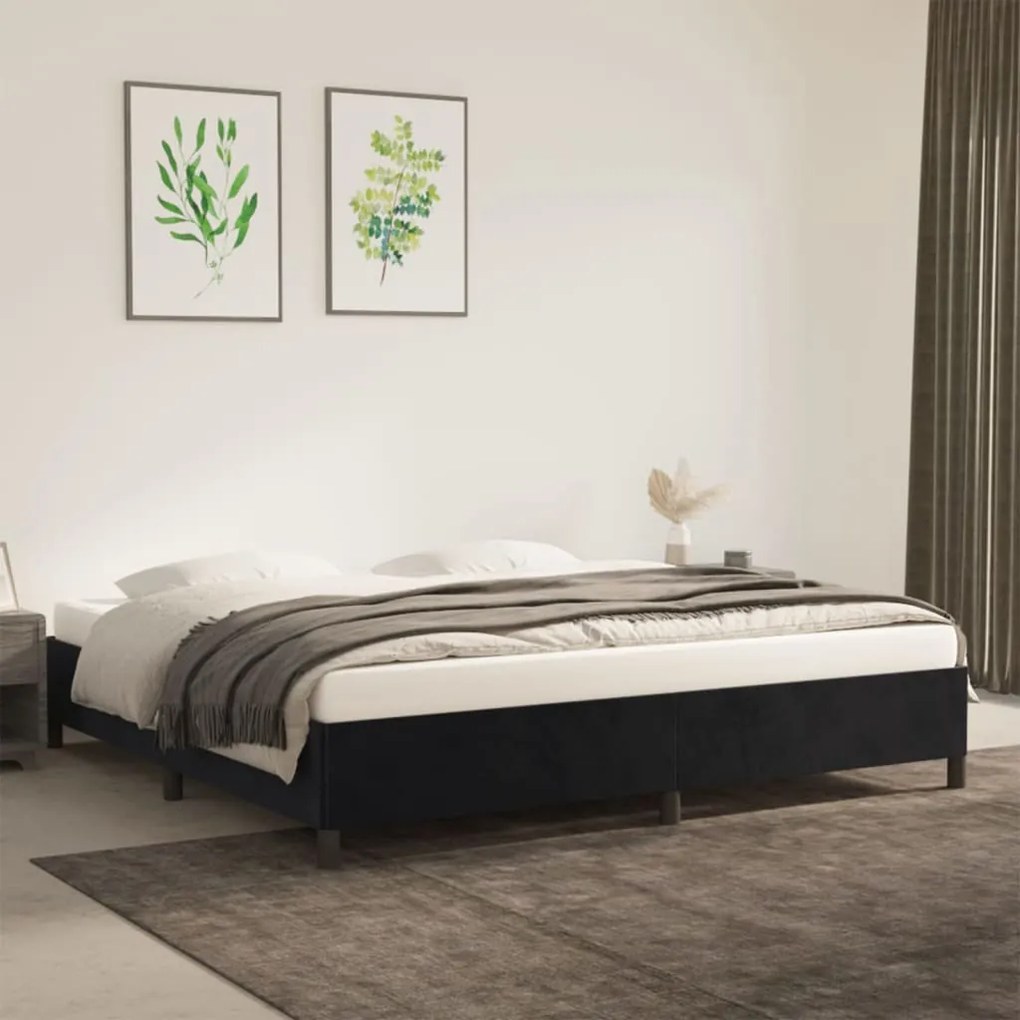 Estrutura de cama sem colchão 200x200 cm veludo preto