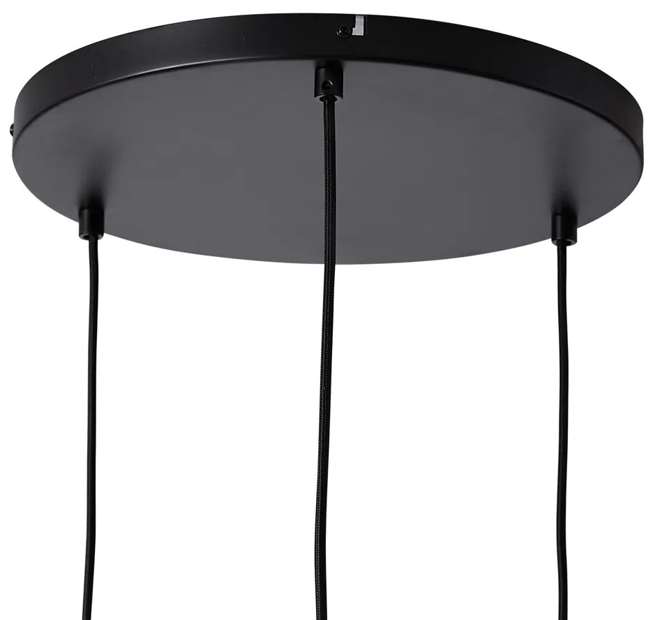 Candeeiro suspenso retro preto com vidro laranja 3 luzes - Denise