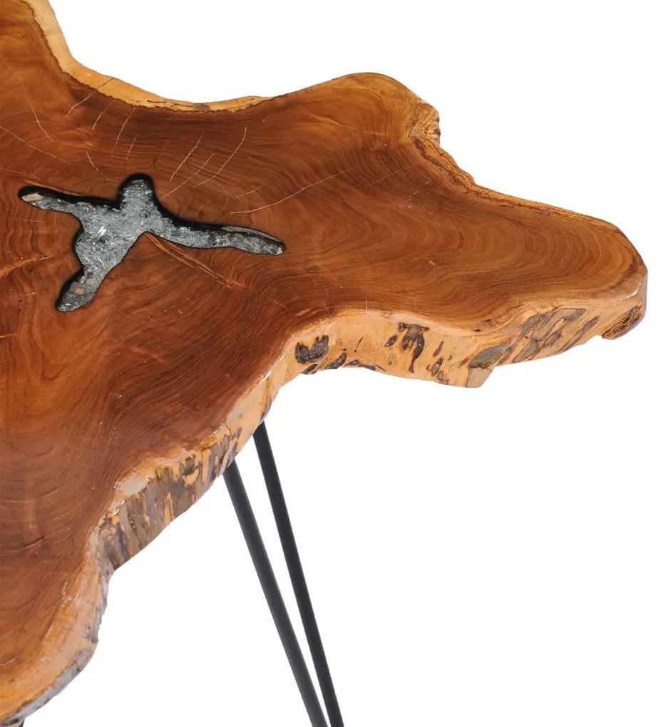 Mesa de centro 70x45 cm madeira de teca maciça e poliresina
