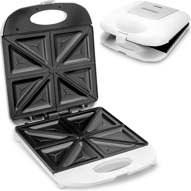 Sanduicheira com grelha de contacto de 1000W, 32 x 26 x 11 cm Branco