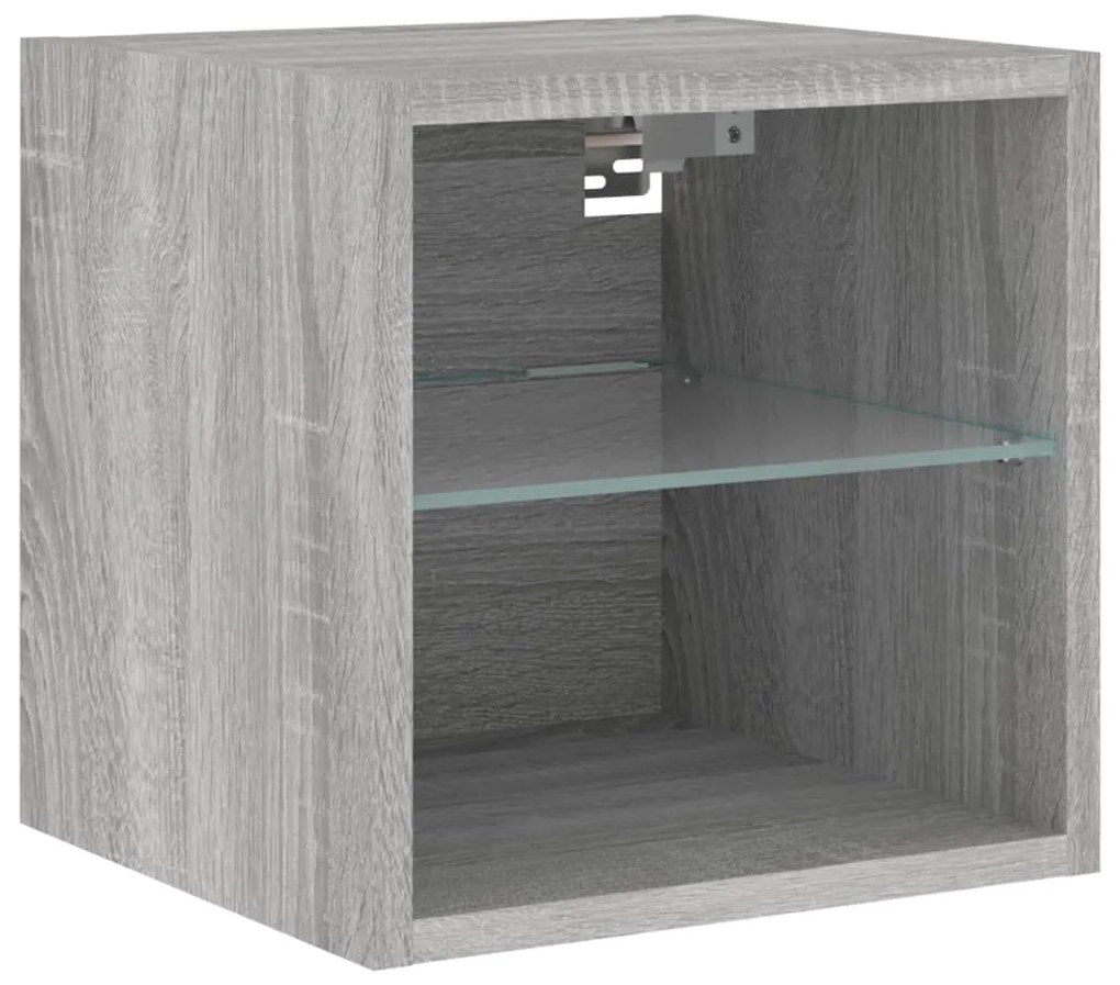 Móvel de parede p/ TV c/ luzes LED 30x28,5x30cm cinzento sonoma