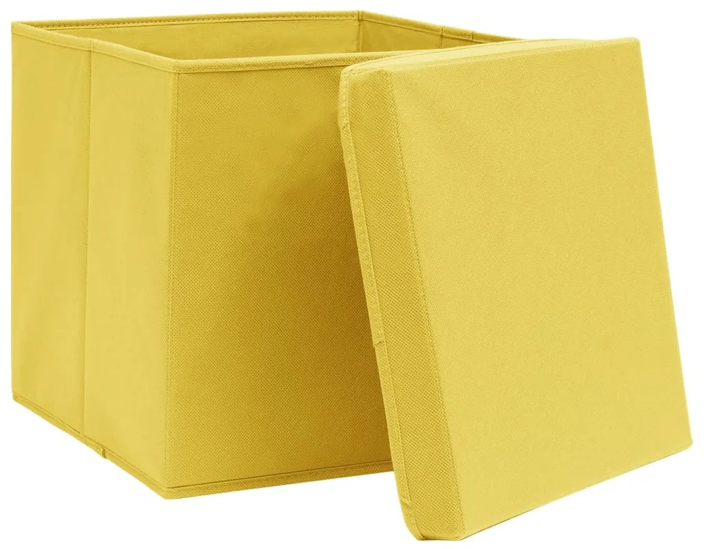 Caixas de arrumação com tampas 4 pcs 28x28x28 cm amarelo