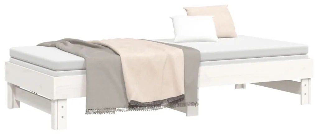 Sofá-cama de puxar 2x(80x200) cm pinho maciço branco