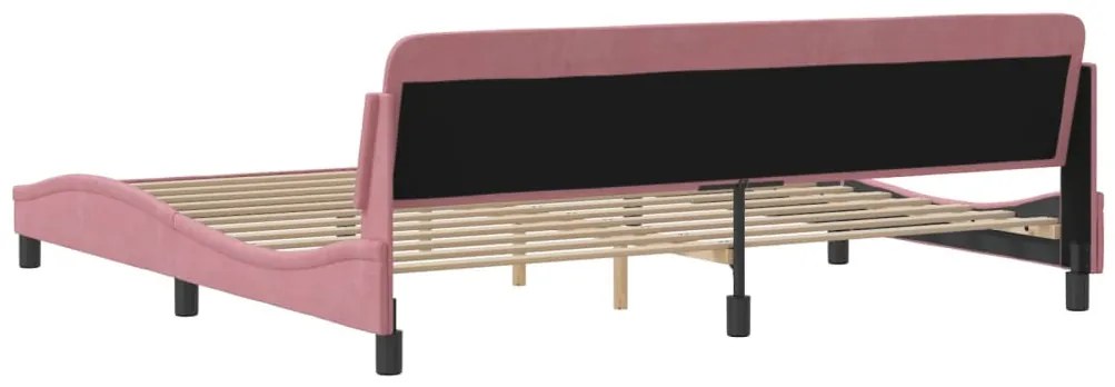 Estrutura de cama c/ cabeceira 200x200 cm veludo rosa