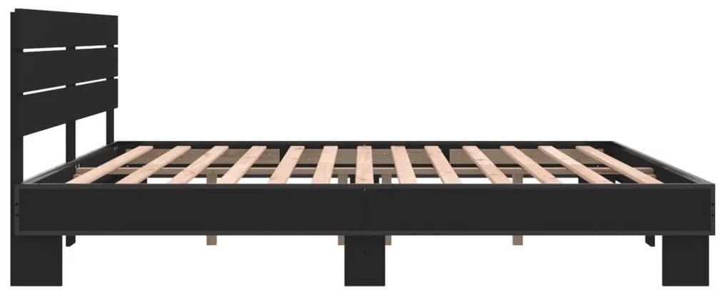 Estrutura de cama 180x200 cm derivados de madeira/metal preto