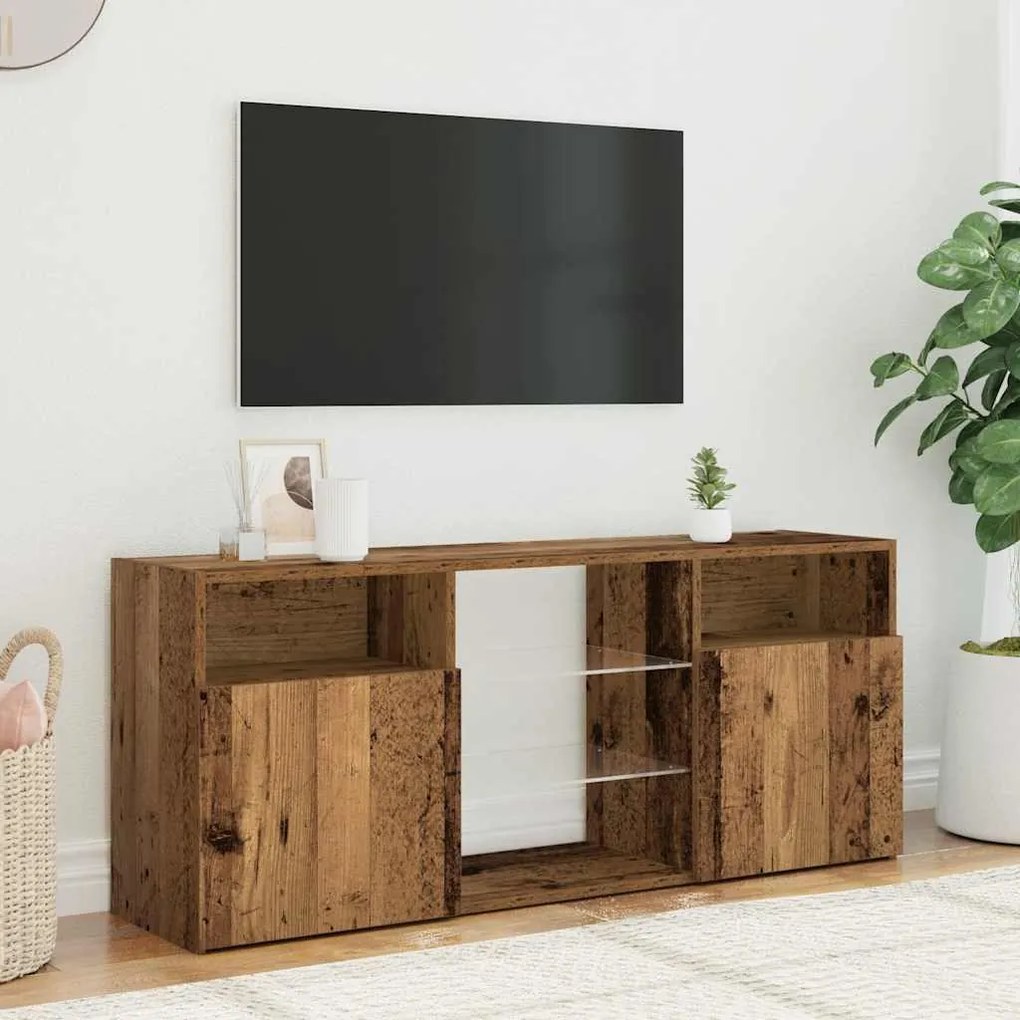 Móvel de TV com luzes LED derivados de madeira madeira velha