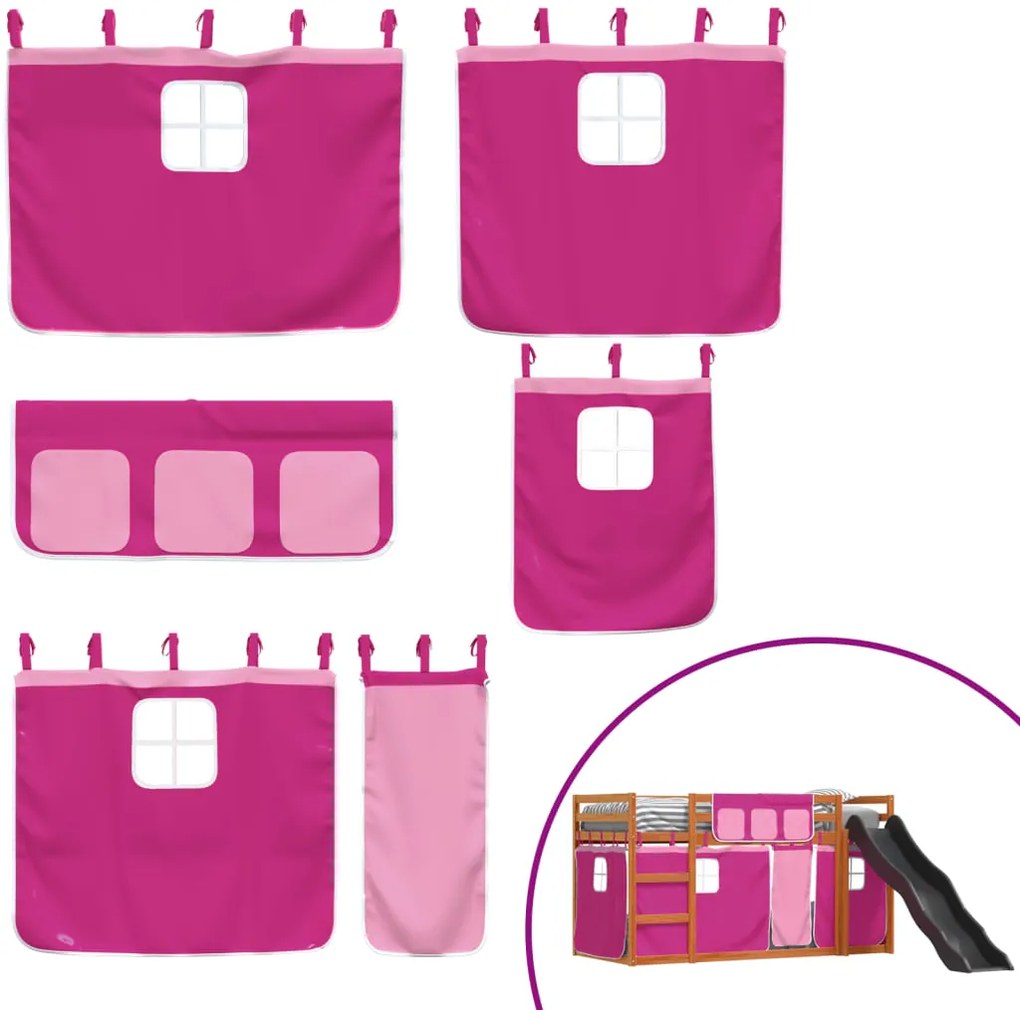 Beliche com escorrega e cortinas 90x190 cm rosa