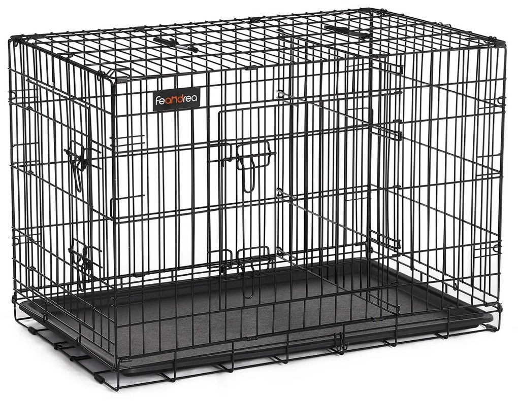 Gaiola para cães com 2 portas em arame | FEANDREA | 92,5 x 57,5 x 64 cm | preto | PPD36BK.