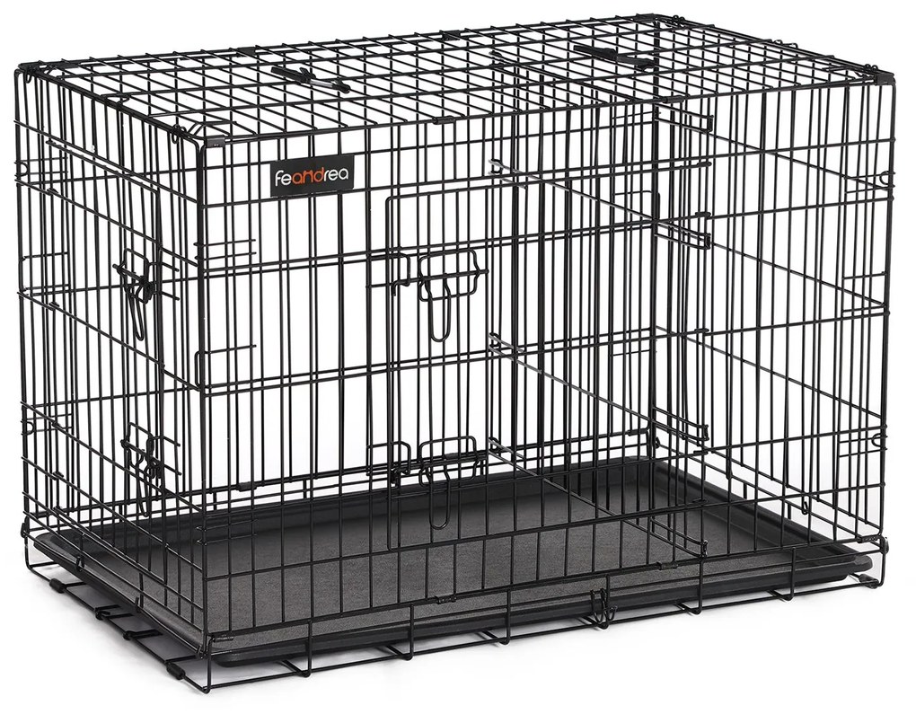 Gaiola para cães FEANDREA, caixa para cães com 2 portas, 92,5 x 57,5 ​​x 64 cm, preta PPD36BK