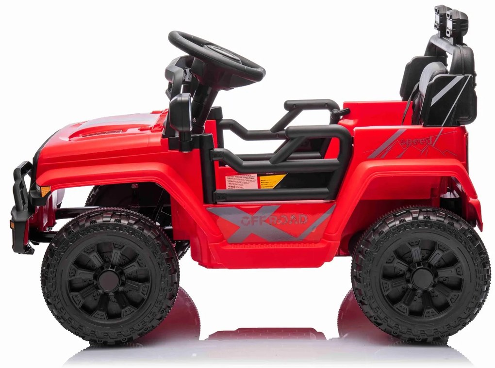 Jipe elétrico para crianças OFFROAD NEW, bateria de lítio, chassis alto, banco largo, suspensão nas rodas traseiras, controlo remoto de 2,4 GHz, leito