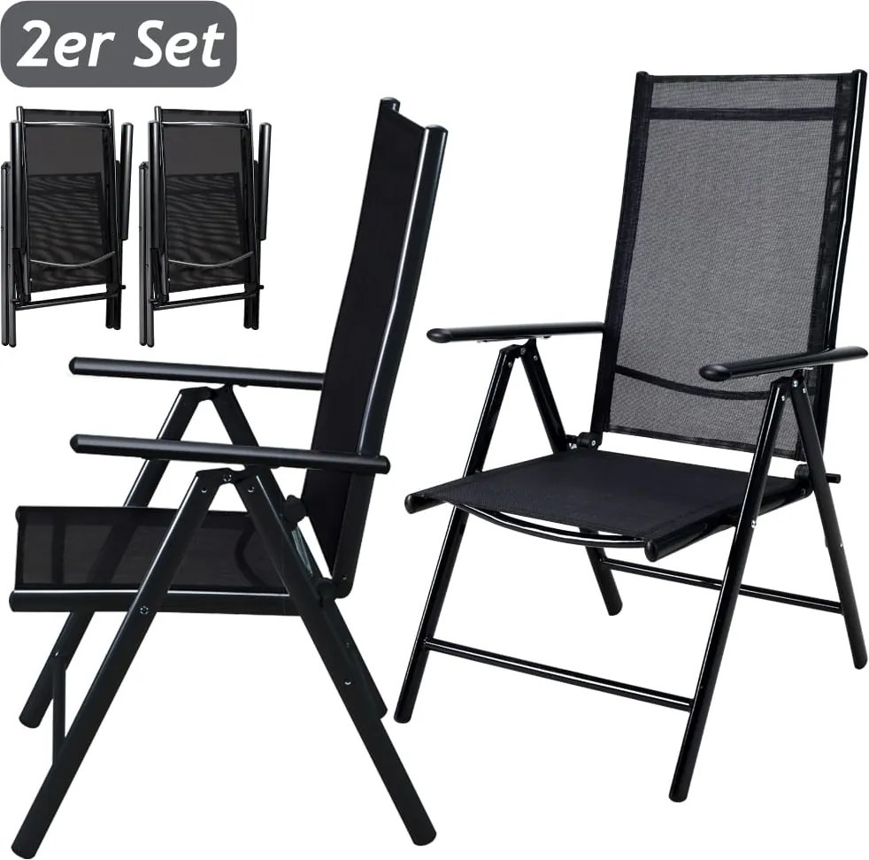 Conjunto de 2 cadeiras de jardim Bern, 65 x 55 x 110 cm preto/antracite