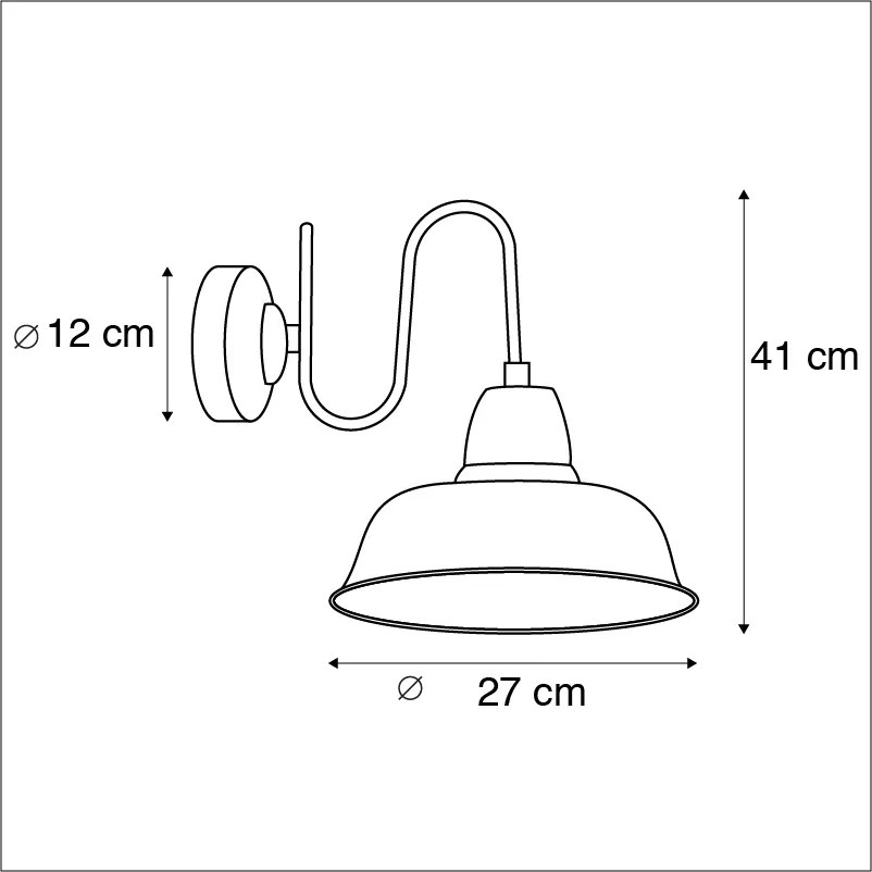 Candeeiro de parede industrial ferrugem com interior dourado - Factory
