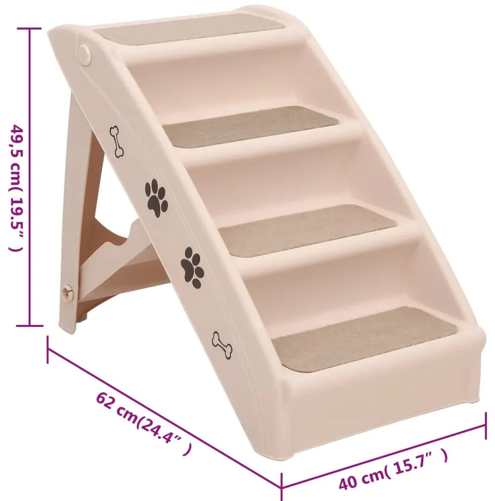 Escadas para cães dobráveis 62x40x49,5 cm cor creme