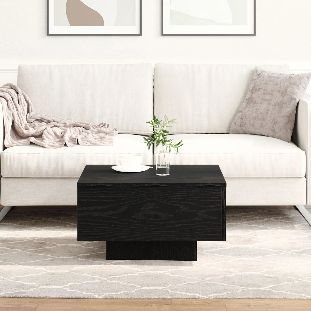 Mesa de Centro vidaXL Preta em Carvalho 55x55x31 cm em Madeira de Enge