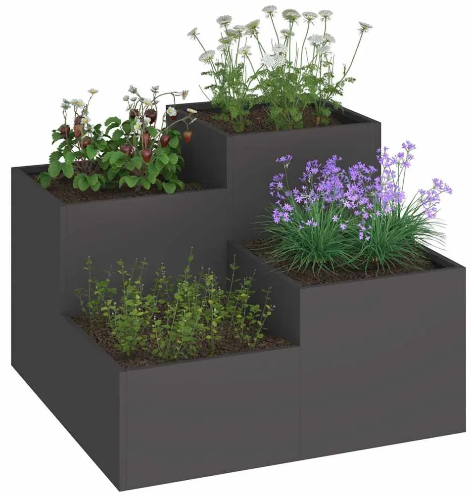 Plantadeira vidaXL 100x100x60 cm Aço Preto