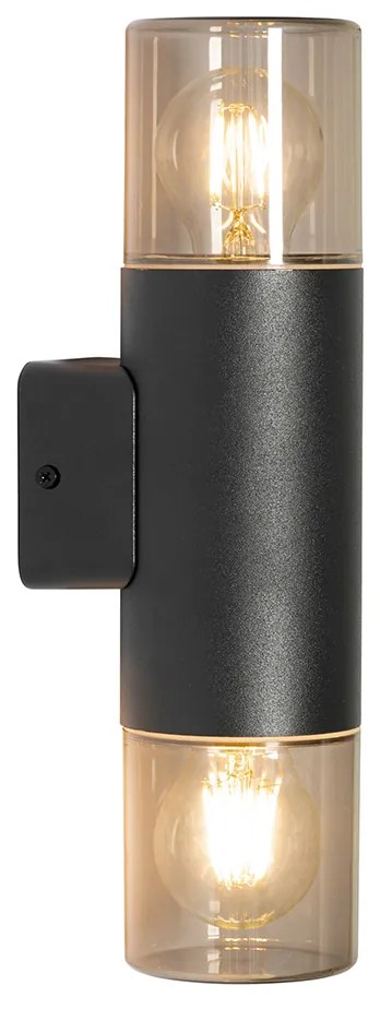 Candeeiro de parede exterior moderno preto 2-luzes IP44 - Odense Moderno